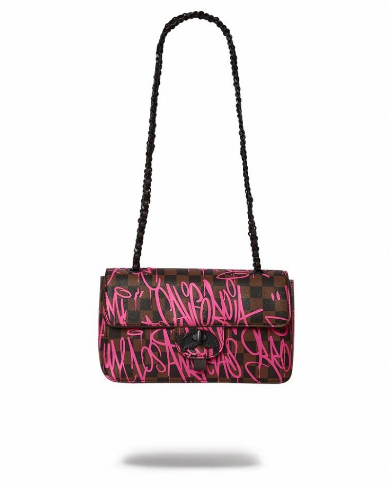 Brown Pink Women's Sprayground Jetgraphix Handbag | YRCV37586