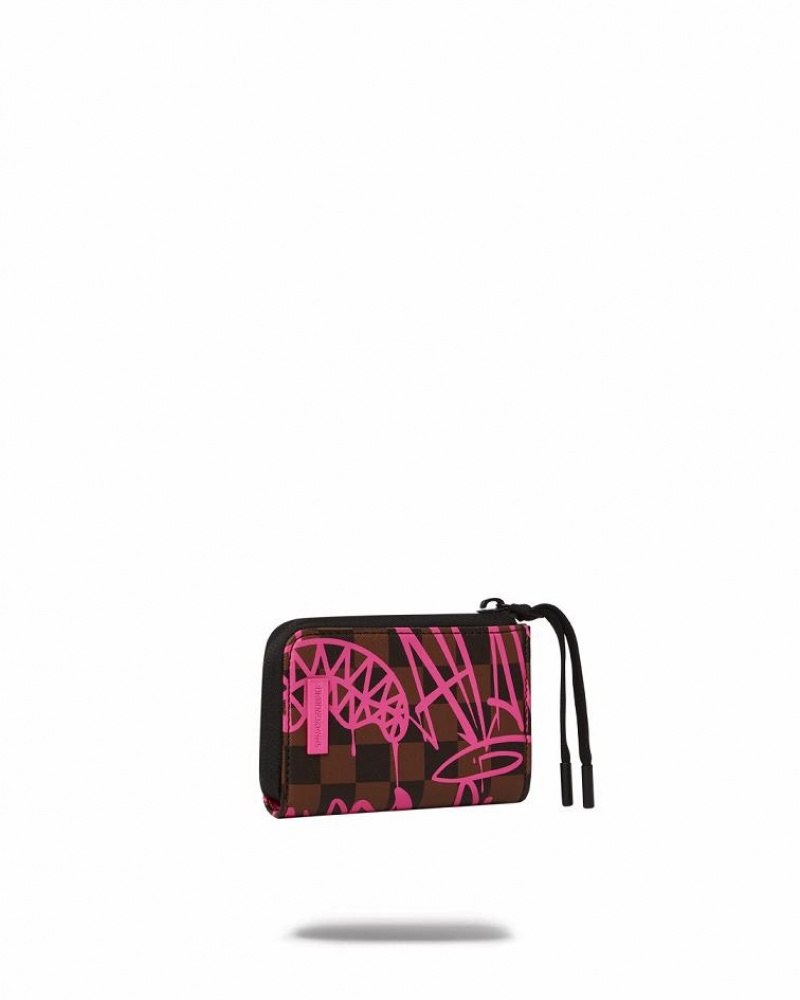 Brown Pink Women's Sprayground Jetgraphix Wallets | ZTWC59071