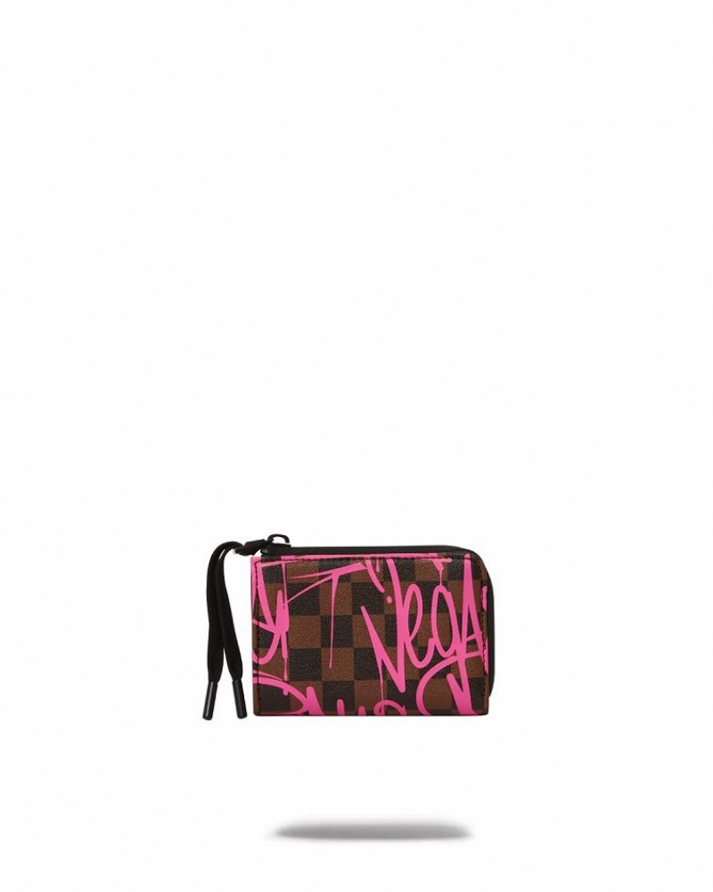 Brown Pink Women's Sprayground Jetgraphix Wallets | ZTWC59071