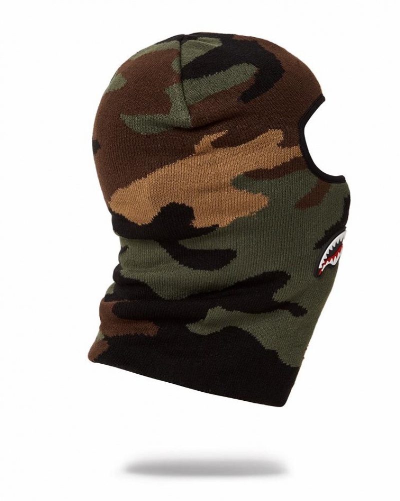 Brown Women's Sprayground Camo Shark Ski Mask | QWCE84762