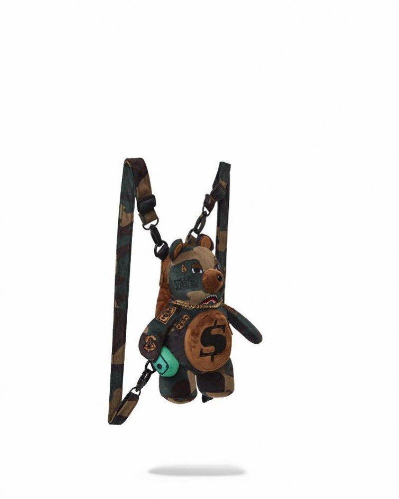 Brown Women's Sprayground Camocheck Moneybear Bear Cubs | DHJE26140