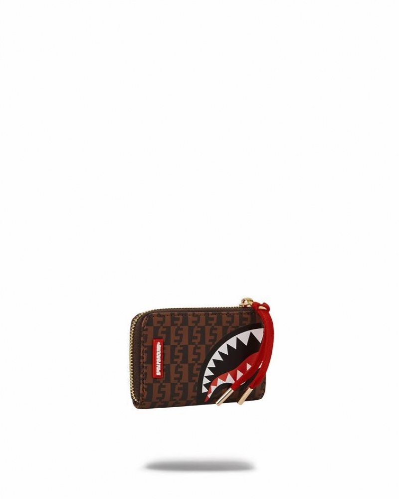 Brown Women's Sprayground Cashin Checks Wallets | LZSH95743