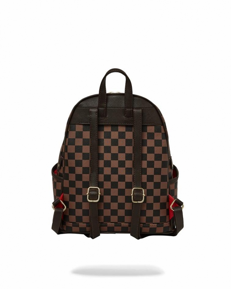 Brown Women's Sprayground Exterior Gold Zip Pocket Sharks In Paris Savage | HSIZ17936