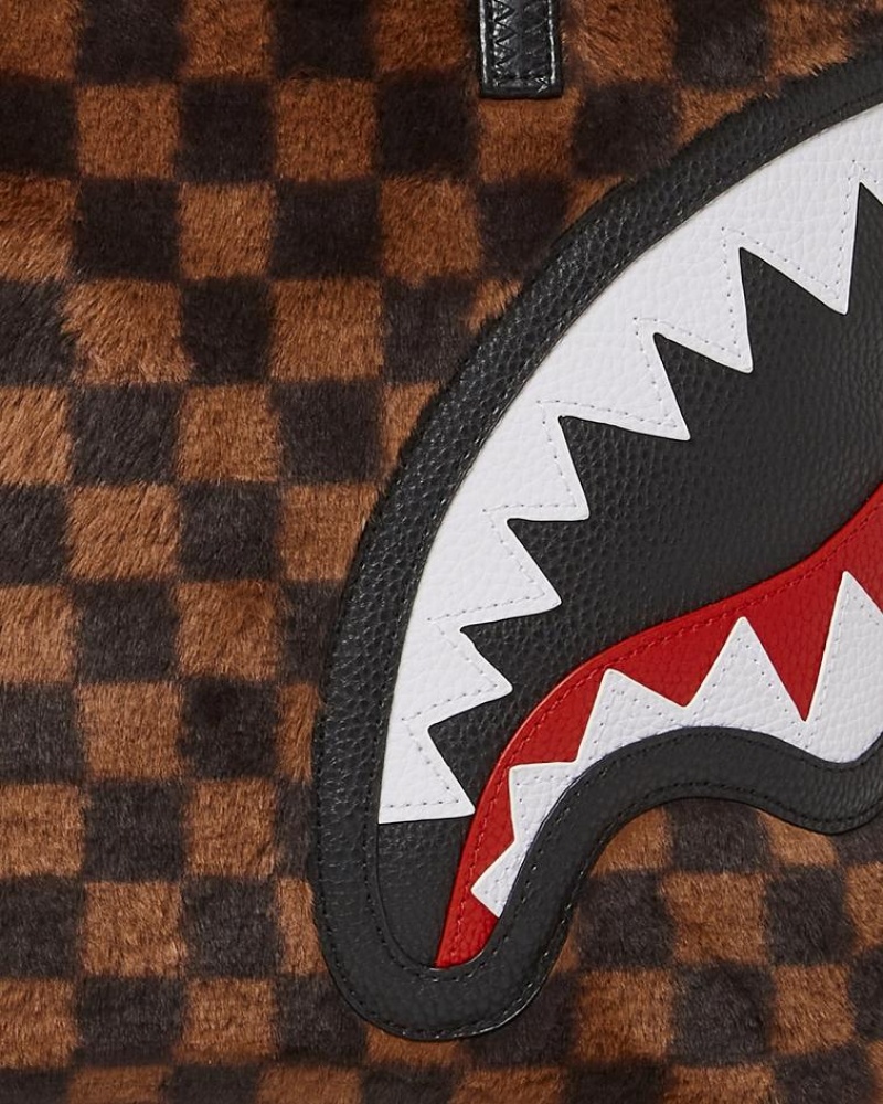 Brown Women's Sprayground Furrr Sharks In Paris Tote Bags | PUAH86012