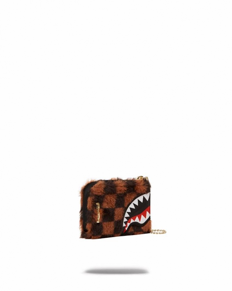 Brown Women's Sprayground Furrr Sharks In Paris Wallets | XSZC90145