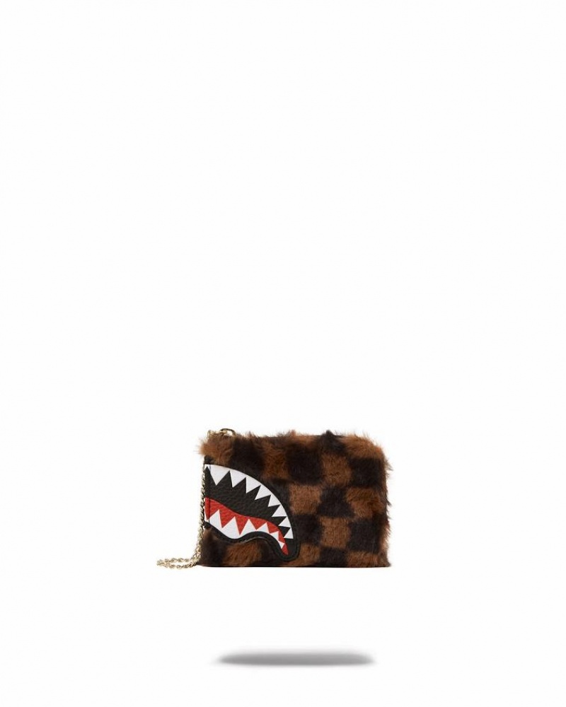 Brown Women's Sprayground Furrr Sharks In Paris Wallets | XSZC90145