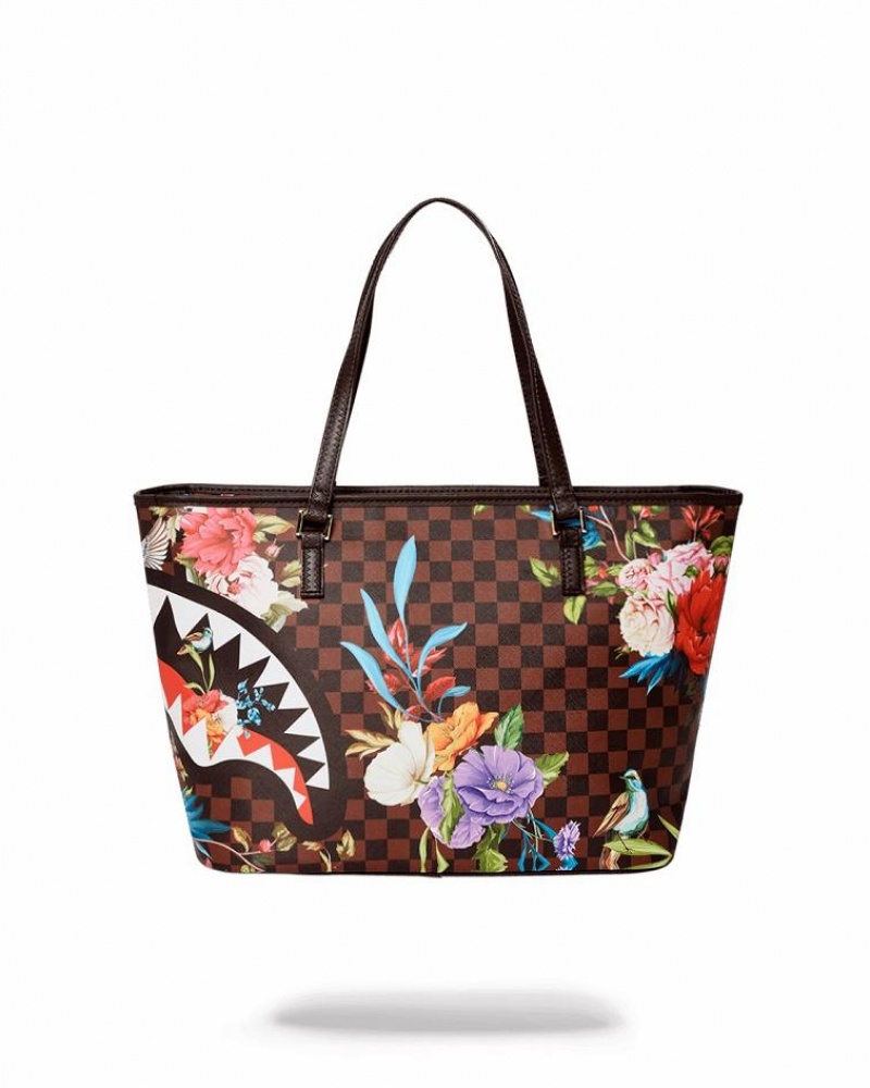 Brown Women's Sprayground Garden Of Sharks Tote Bags | GWXK17840