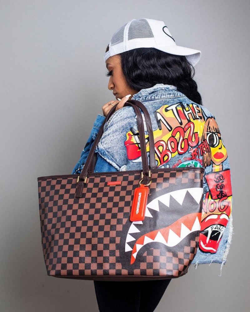 Brown Women's Sprayground Paris Vs Florence Tote Bags | OVFW30265