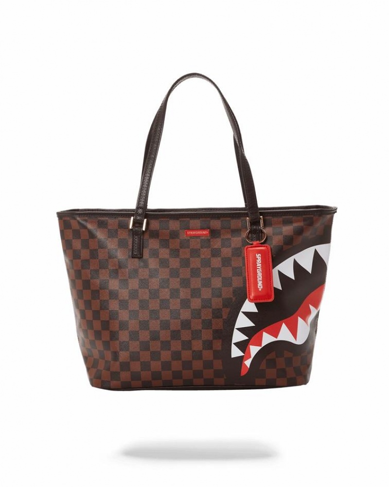 Brown Women's Sprayground Paris Vs Florence Tote Bags | OVFW30265