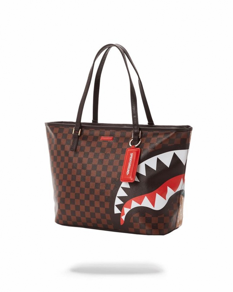 Brown Women's Sprayground Paris Vs Florence Tote Bags | OVFW30265