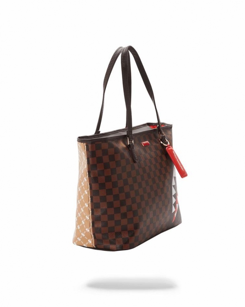 Brown Women's Sprayground Paris Vs Florence Tote Bags | OVFW30265