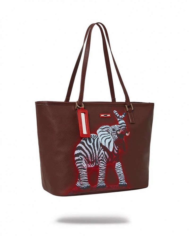 Brown Women's Sprayground Ron English Tote Bags | XVJE61950