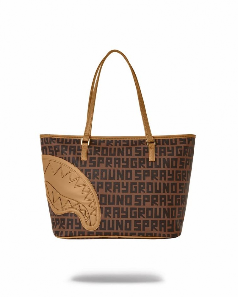 Brown Women's Sprayground Sharkfinity Tote Bags | UMDV23581