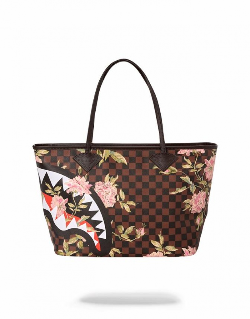 Brown Women's Sprayground Sharkflower Tote Bags | EXRT38572