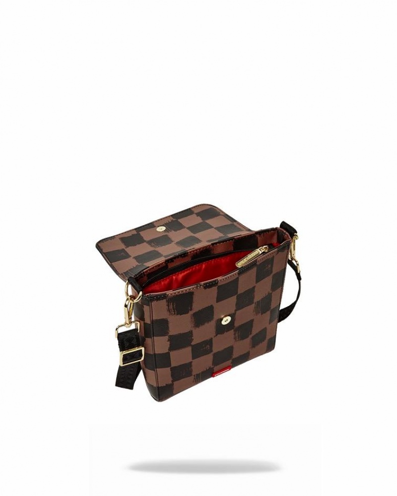 Brown Women's Sprayground Sharks In Paris Vanquish Large Slings Bag | OFBD79521