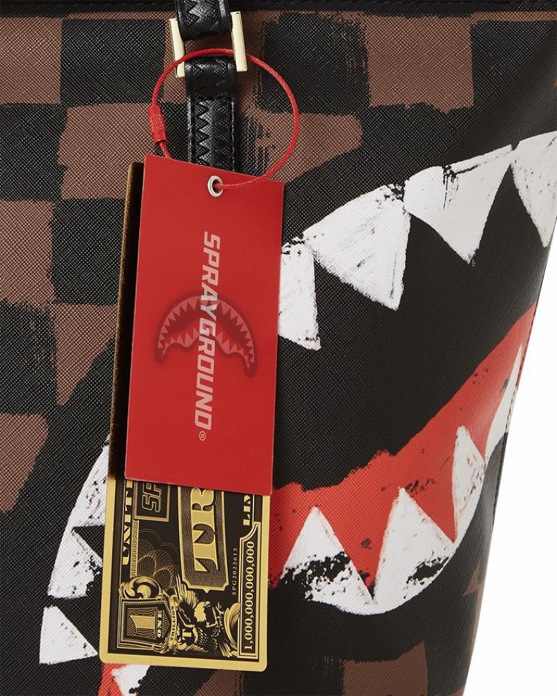 Brown Women's Sprayground Sharks In Paris Vanquish Tote Bags | PQFC97360