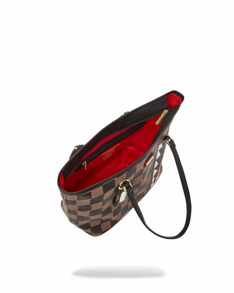 Brown Women's Sprayground Sharks In Paris Vanquish Tote Bags | PQFC97360