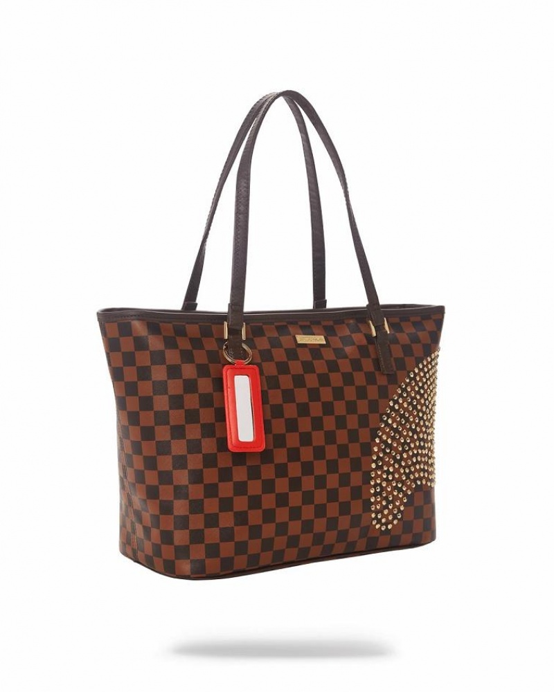 Brown Women's Sprayground Sharks In Paris Polaris Tote Bags | XAPV37841