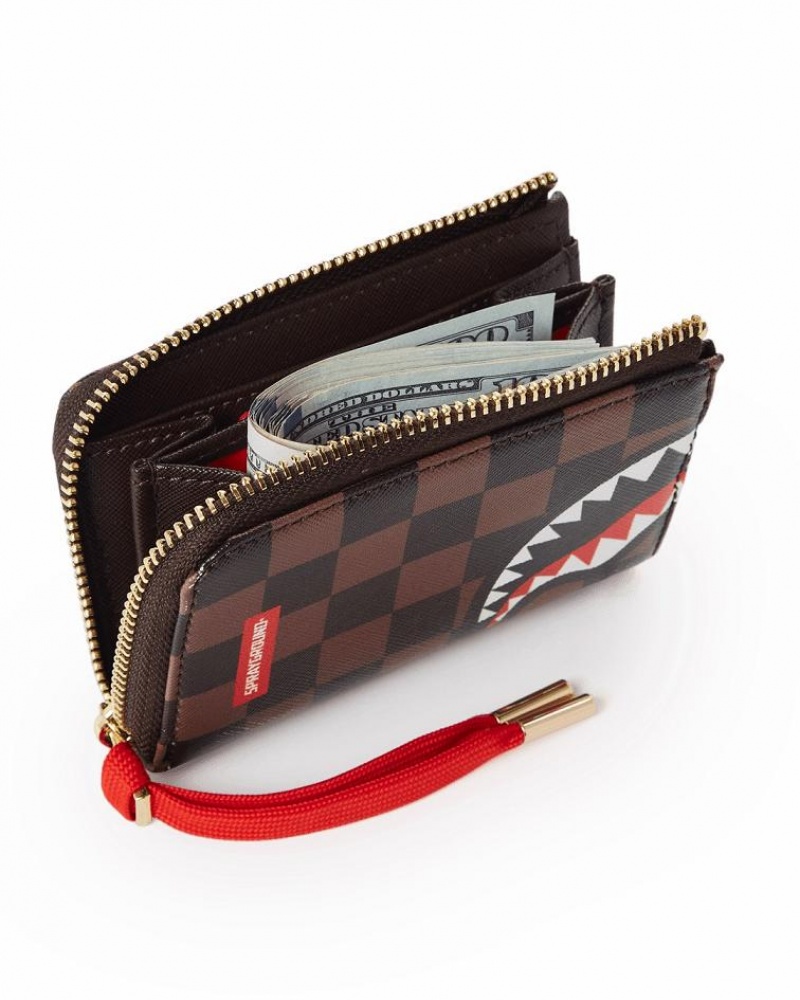 Brown Women's Sprayground Split The Check Wallets | PFBO57613