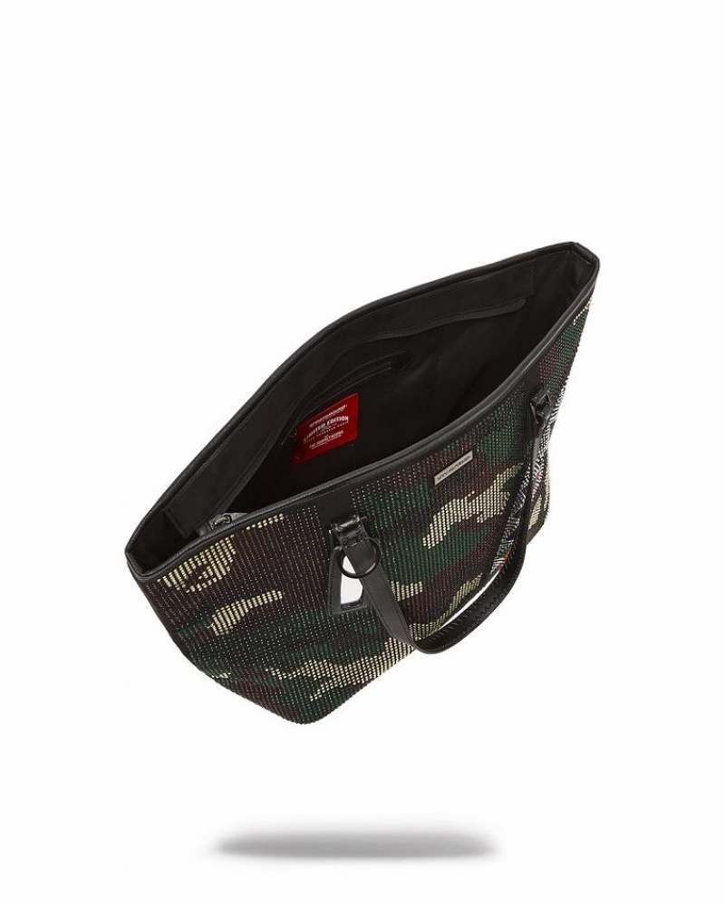 Brown Women's Sprayground Trinity Camo Tote Bags | HCLA02789