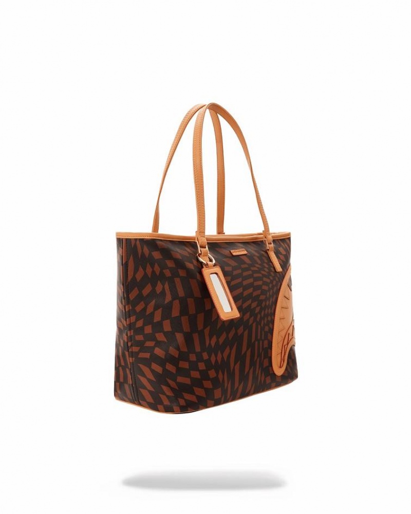 Brown Women's Sprayground Trippy Henny Tote Bags | XQHW79183