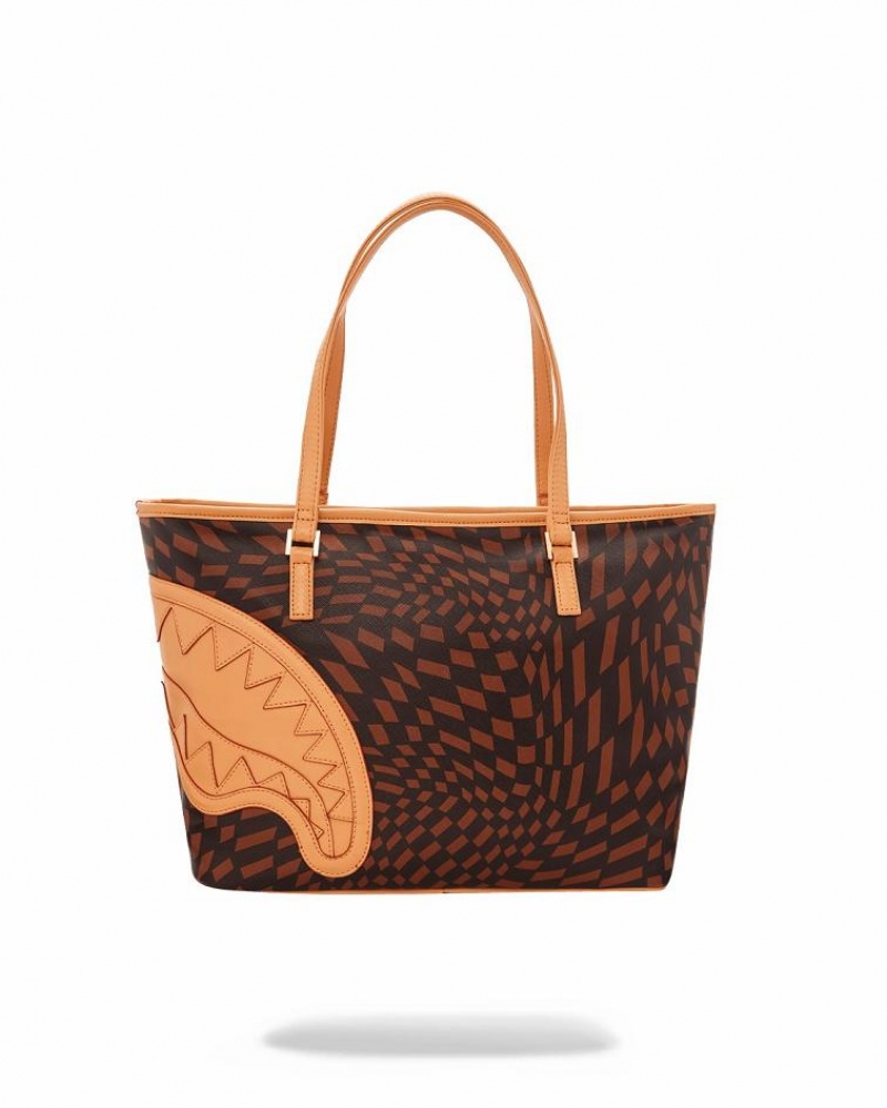 Brown Women's Sprayground Trippy Henny Tote Bags | XQHW79183