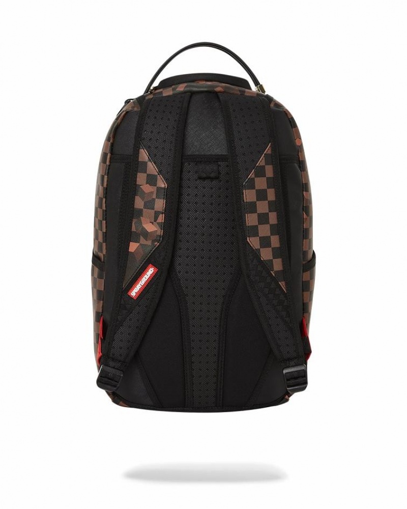 Brown Yellow Men's Sprayground 3d Graffiti Backpacks | XGVY92785