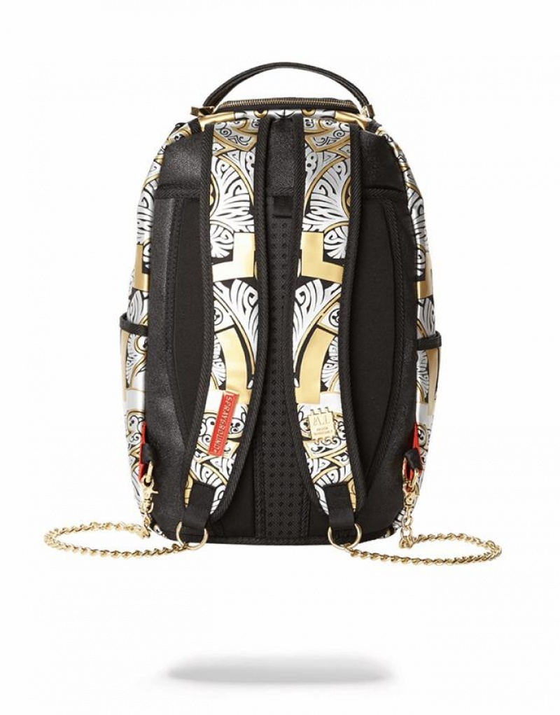 Gold Men's Sprayground King Solomon's Backpacks | MXDJ29408