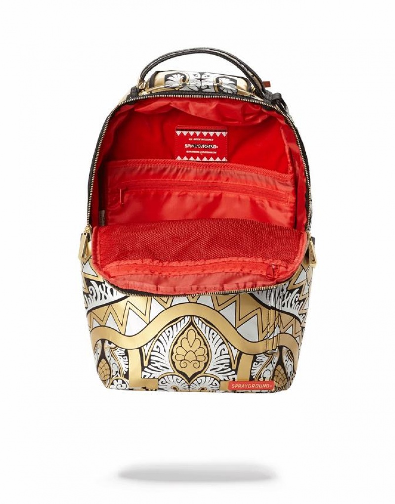 Gold Men's Sprayground King Solomon's Backpacks | MXDJ29408