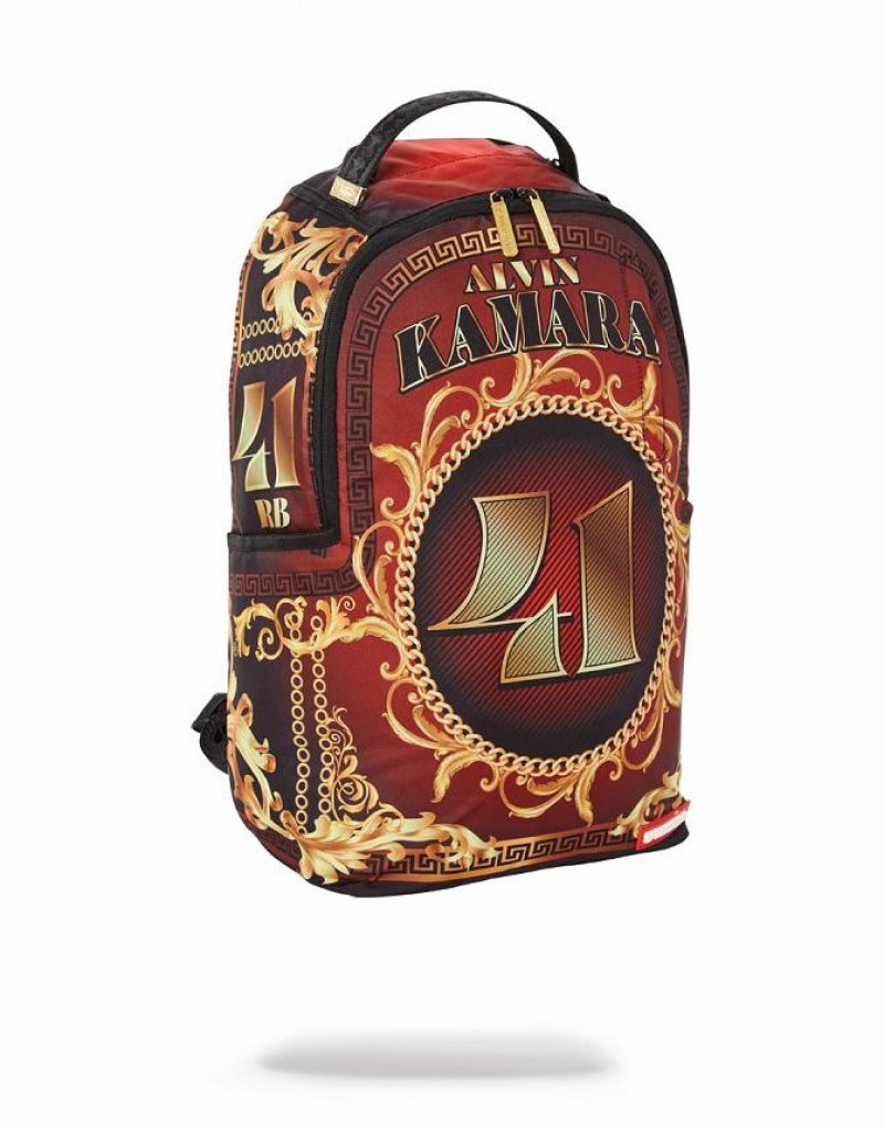 Gold Men's Sprayground Nfl Alvin Kamara Backpacks | XVJN74816