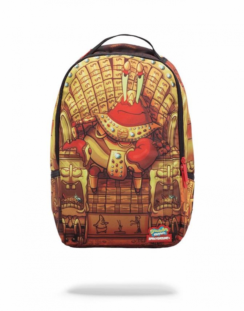 Gold Men\'s Sprayground Spongebob Backpacks | EKNH70321