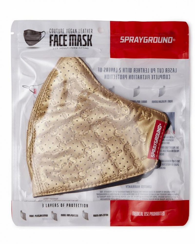 Gold Women's Sprayground Gold Moneygram Face Masks | TAFK09271