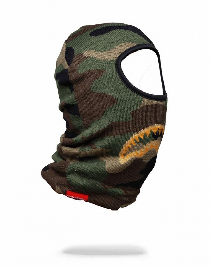 Green Men's Sprayground Knit Shark Mouth Ski Mask | RBZA63452