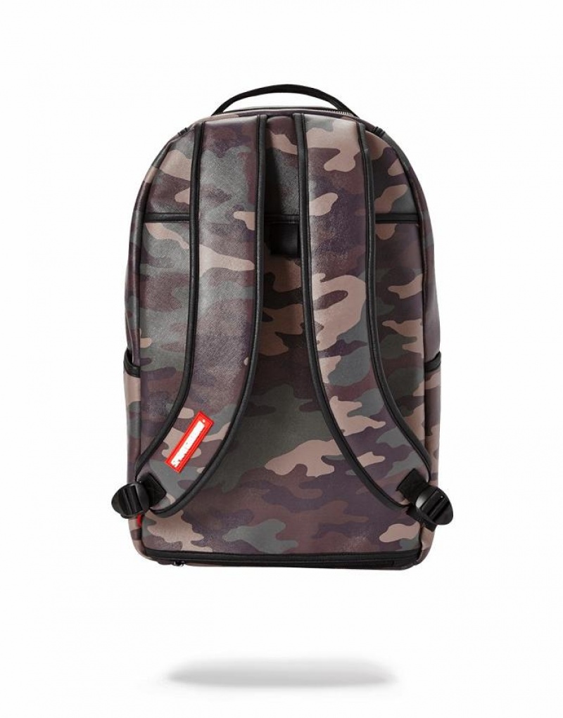 Green Men's Sprayground Lion Camo Backpacks | WUBP98014