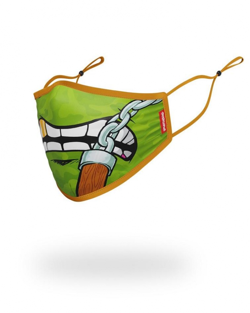 Green Men's Sprayground Michelangelo Shark Face Masks | SKUQ05648