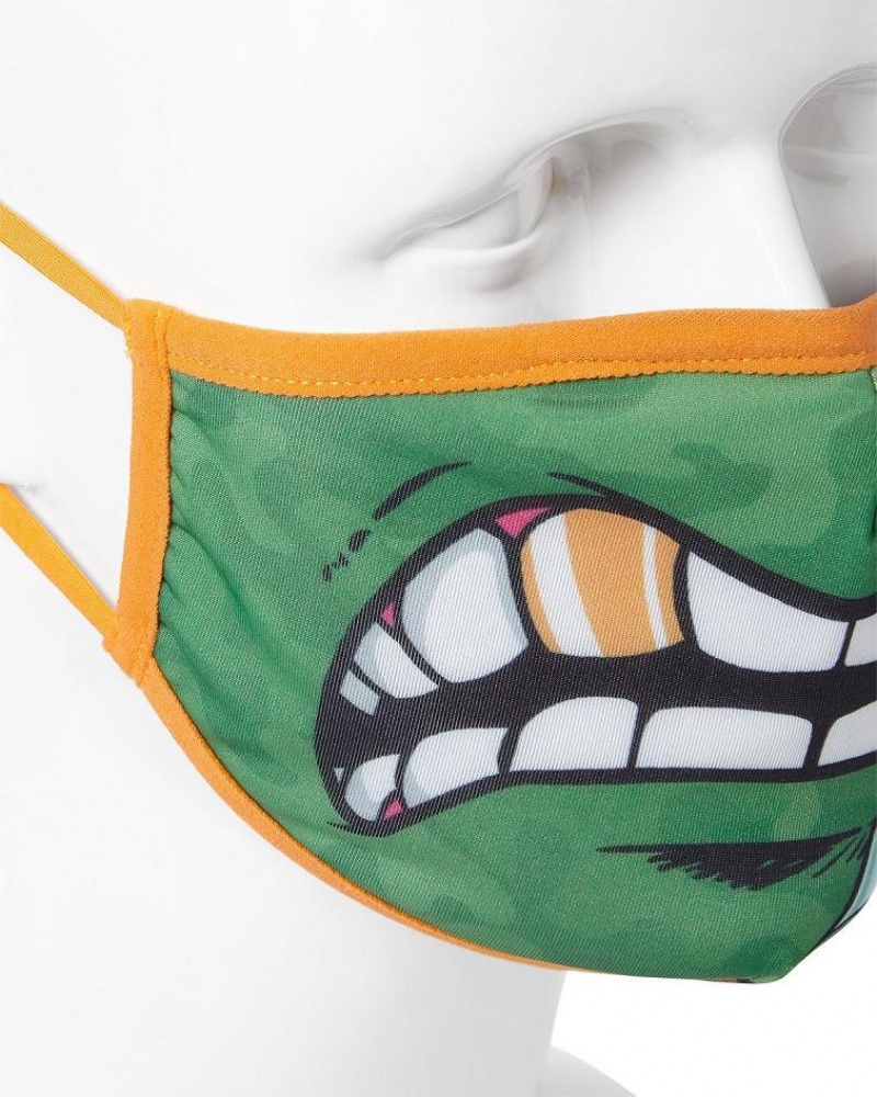 Green Men's Sprayground Michelangelo Shark Face Masks | SKUQ05648