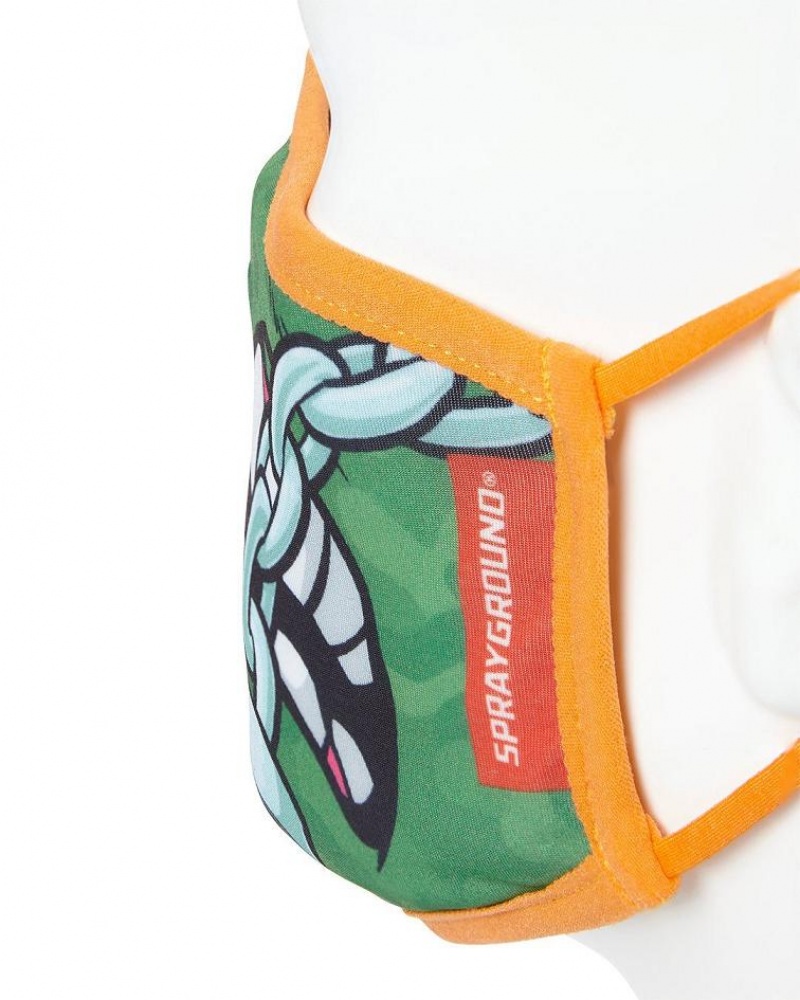 Green Men's Sprayground Michelangelo Shark Face Masks | SKUQ05648