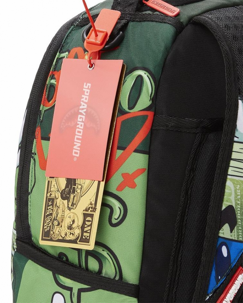 Green Men's Sprayground Money Boys Dollaz Backpacks | DXAE51260