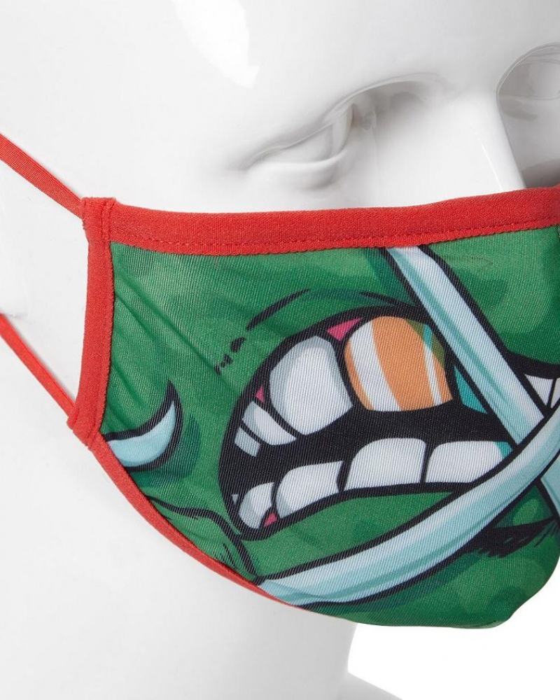 Green Men's Sprayground Raphael Shark Face Masks | XHYG56874