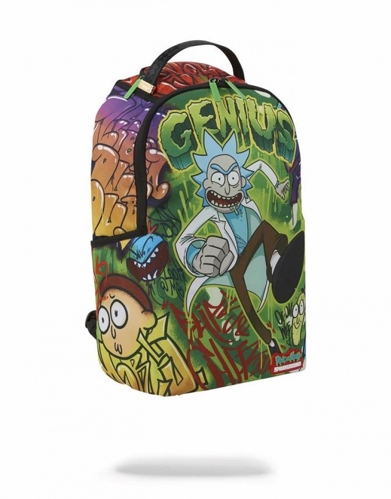 Green Men's Sprayground Rick And Morty Backpacks | TJLI57241