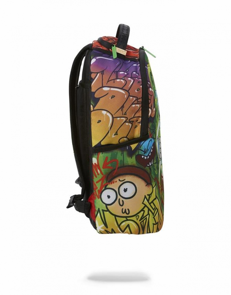 Green Men's Sprayground Rick And Morty Backpacks | TJLI57241