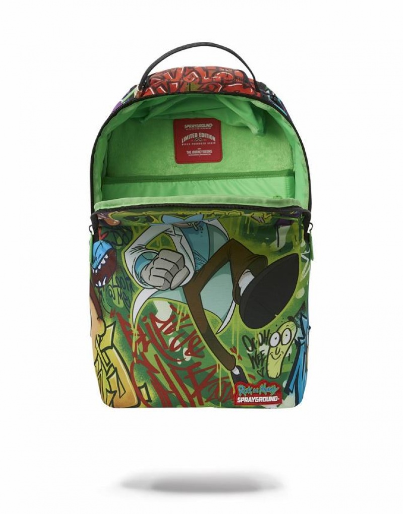 Green Men's Sprayground Rick And Morty Backpacks | TJLI57241