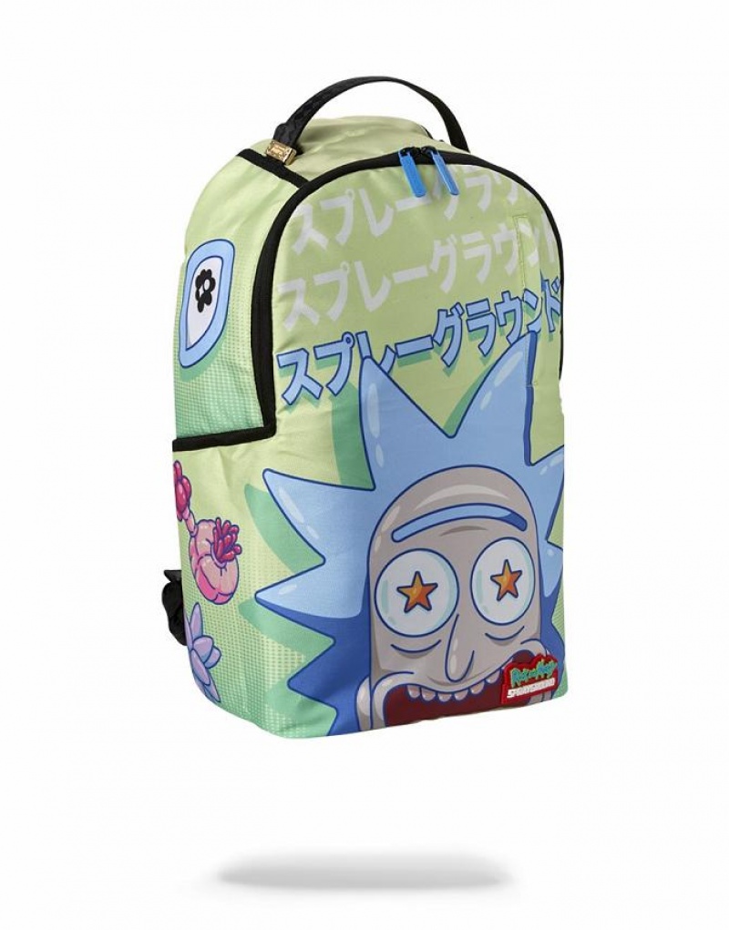 Green Men's Sprayground Rick And Morty Backpacks | ABKG53496