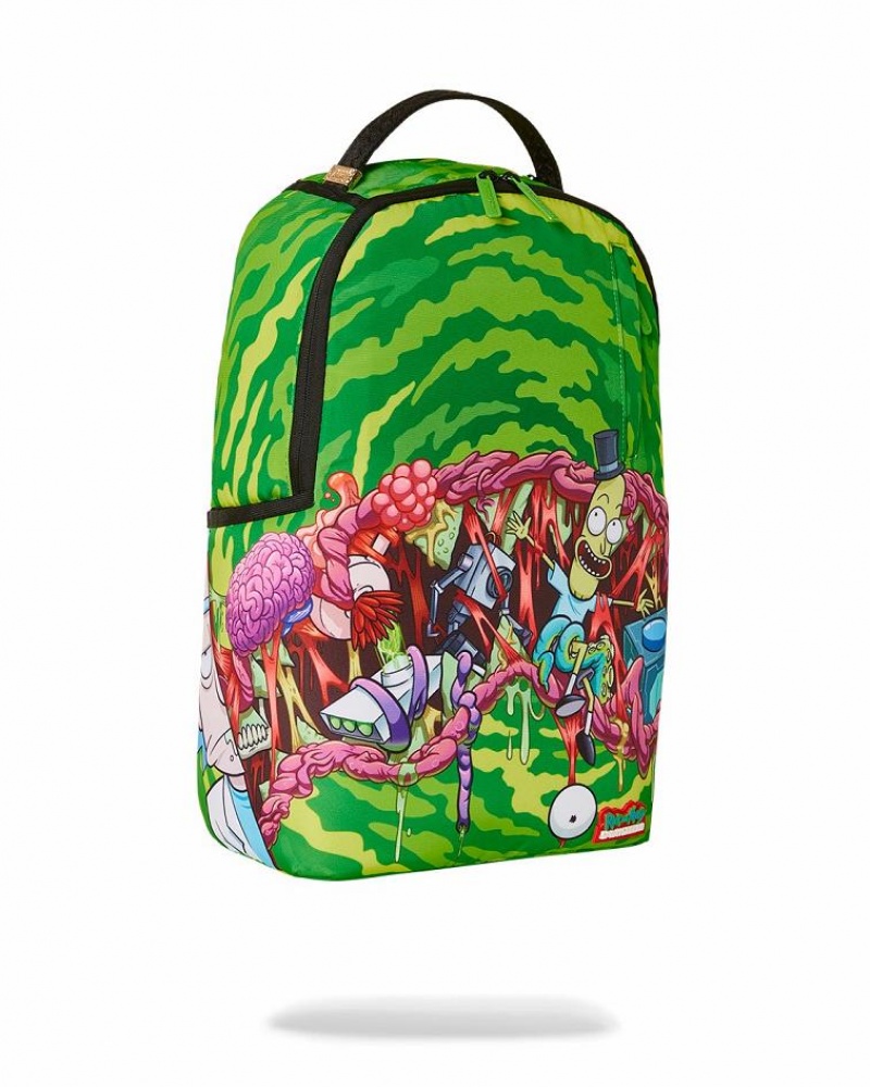 Green Men's Sprayground Rick & Morty Backpacks | AVGD41935