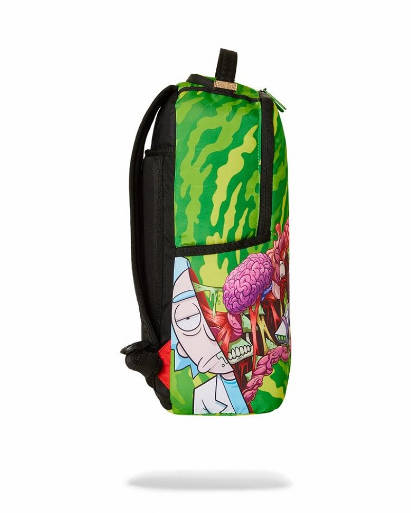 Green Men's Sprayground Rick & Morty Backpacks | AVGD41935