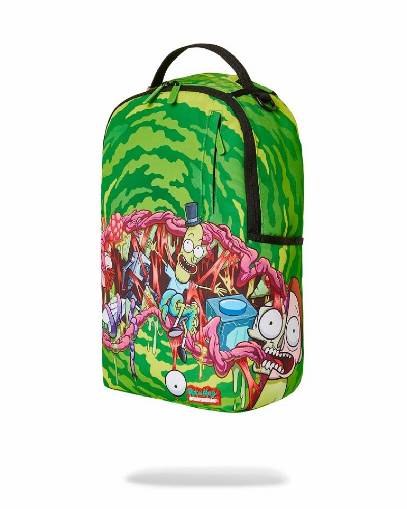 Green Men's Sprayground Rick & Morty Backpacks | AVGD41935