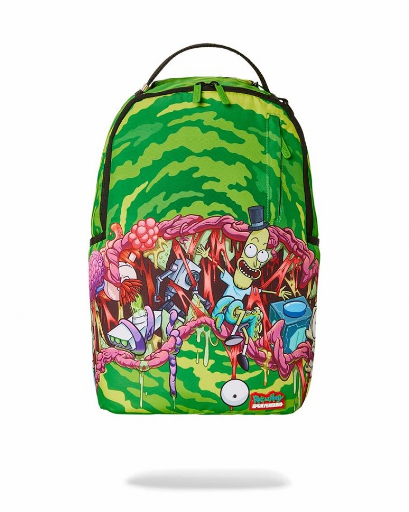 Green Men\'s Sprayground Rick & Morty Backpacks | AVGD41935