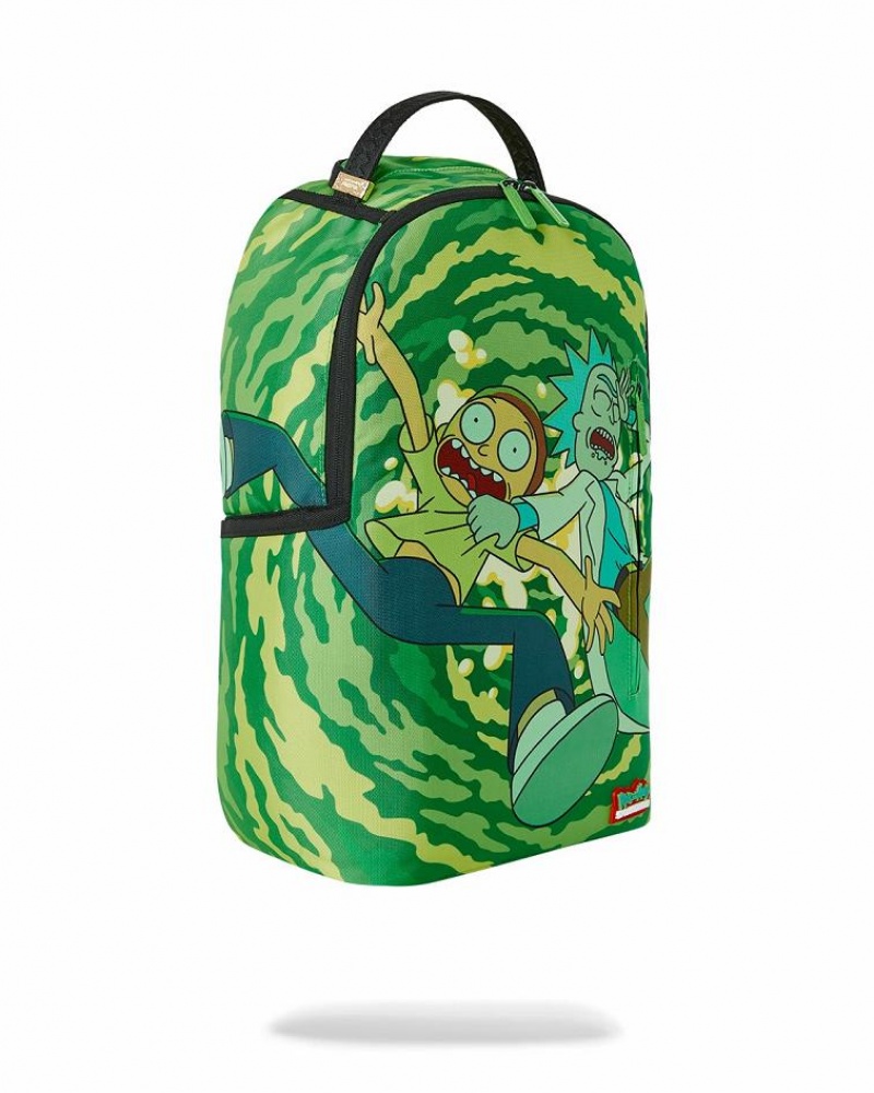 Green Men's Sprayground Rick & Morty Backpacks | AGKF06754