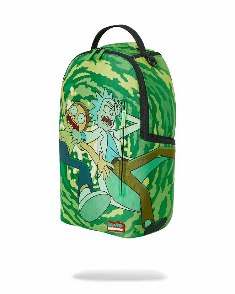 Green Men's Sprayground Rick & Morty Backpacks | AGKF06754