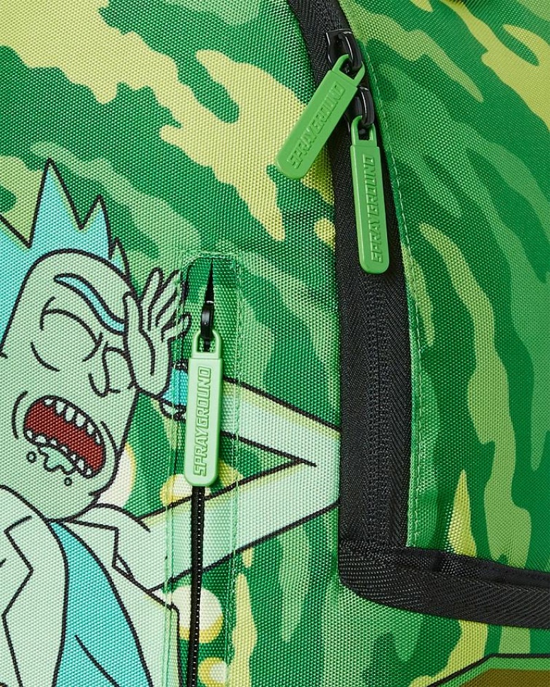 Green Men's Sprayground Rick & Morty Backpacks | AGKF06754